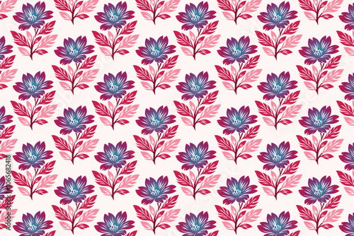 seamless floral pattern with an array of vibrant abstract botanical flowers and lush greenery, ideal for high-quality fashion fabric, digital printing, and contemporary textile design