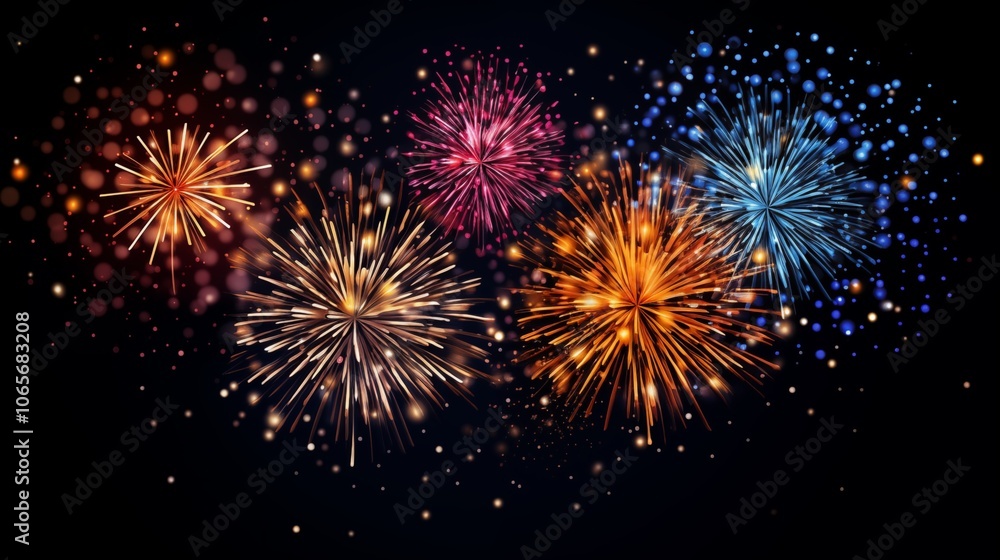 Fototapeta premium fireworks in the night sky,generative ai illustration