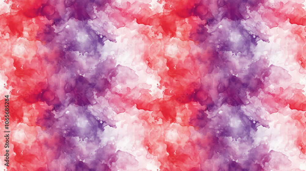 Fototapeta premium Seamless watercolor graffiti pattern featuring fluid red lilac and pink hues perfect for artistic backgrounds and textile designs
