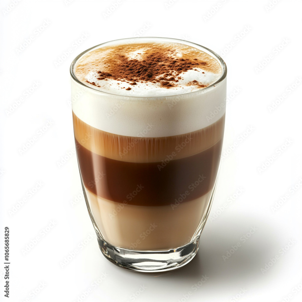 Obraz premium A coffee with frothed milk in a simple vertical glass