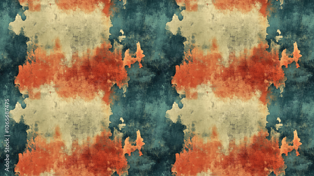 Fototapeta premium Old color seamless grunge pattern featuring stains cracks and chips ideal for creating textured backdrops or wallpapers