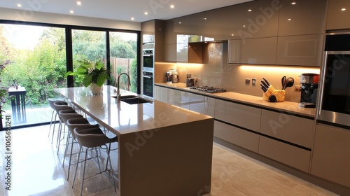 Modern kitchen with an isla...