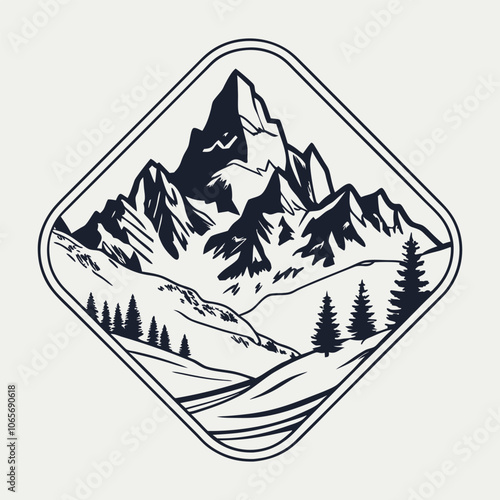 Mountain Adventure Sticker Scenic Wilderness and Travel Icon for Nature Lovers