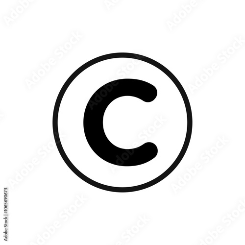 Copyright icon Thin line flat illustration