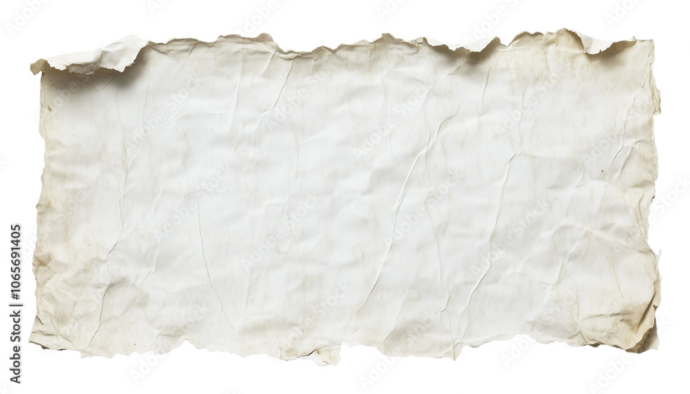 Obraz premium Crumpled and Stained Blank Paper with Torn Edges on Transparent Background