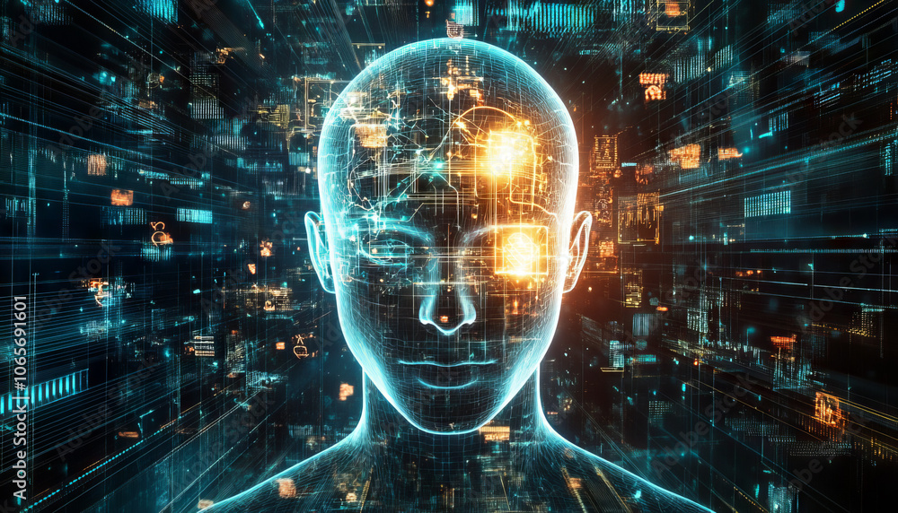 Obraz premium Digital background perfect for tech processes, neural networks, artificial intelligence, data transfer and encryption
