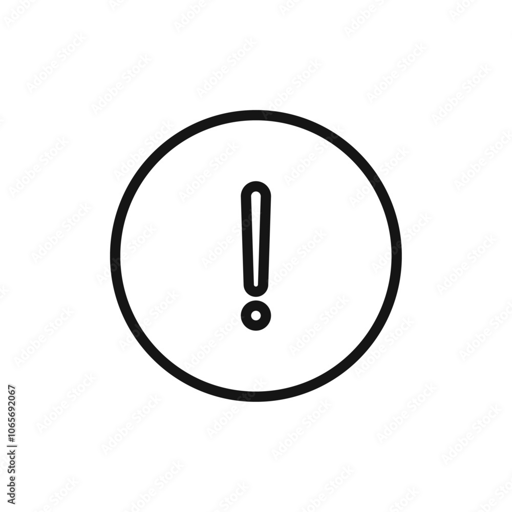 Exclamation button icon Thin line flat illustration Exclamation button icon Thin line flat illustration