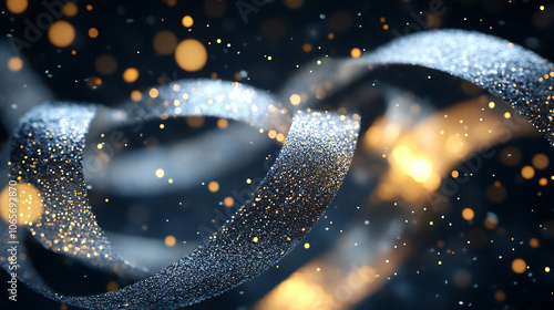 A sparkling gold and silver...