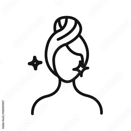 Glowing skin icon Thin line flat illustration