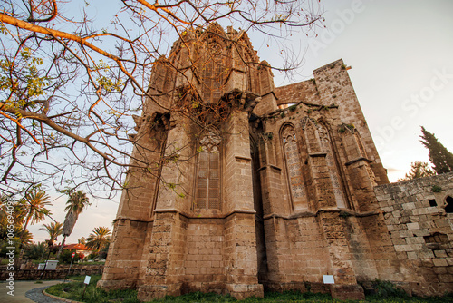 Rayonnant Gothic style St Nicholas cathedral, Lala Mustafa Pasha mosque Famagusta (Magosa) Cyprus  photo