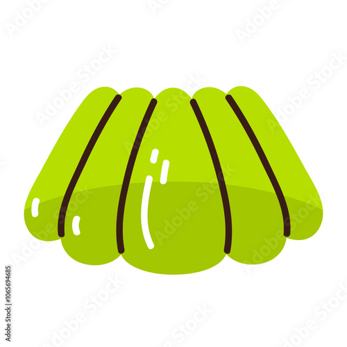 Fruity chewy jelly candy. Tasty gelatin snack. Sugary treat. Vector illustration in cartoon style. Isolated white background
