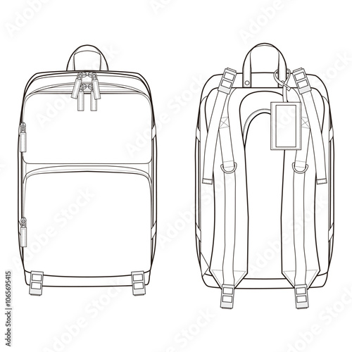 Backpack Front and Back View with Handle and Shoulder Straps

