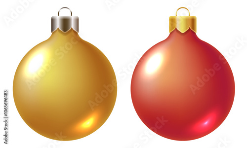 Christmas Tree ornaments. Christmas bauble. Vector illustration isolated on white background.