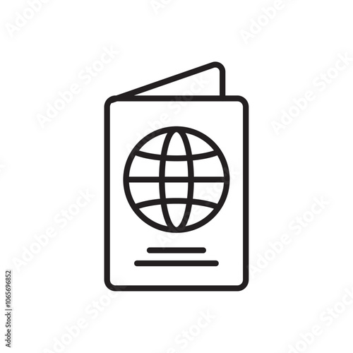 Passport icon Thin line flat illustration