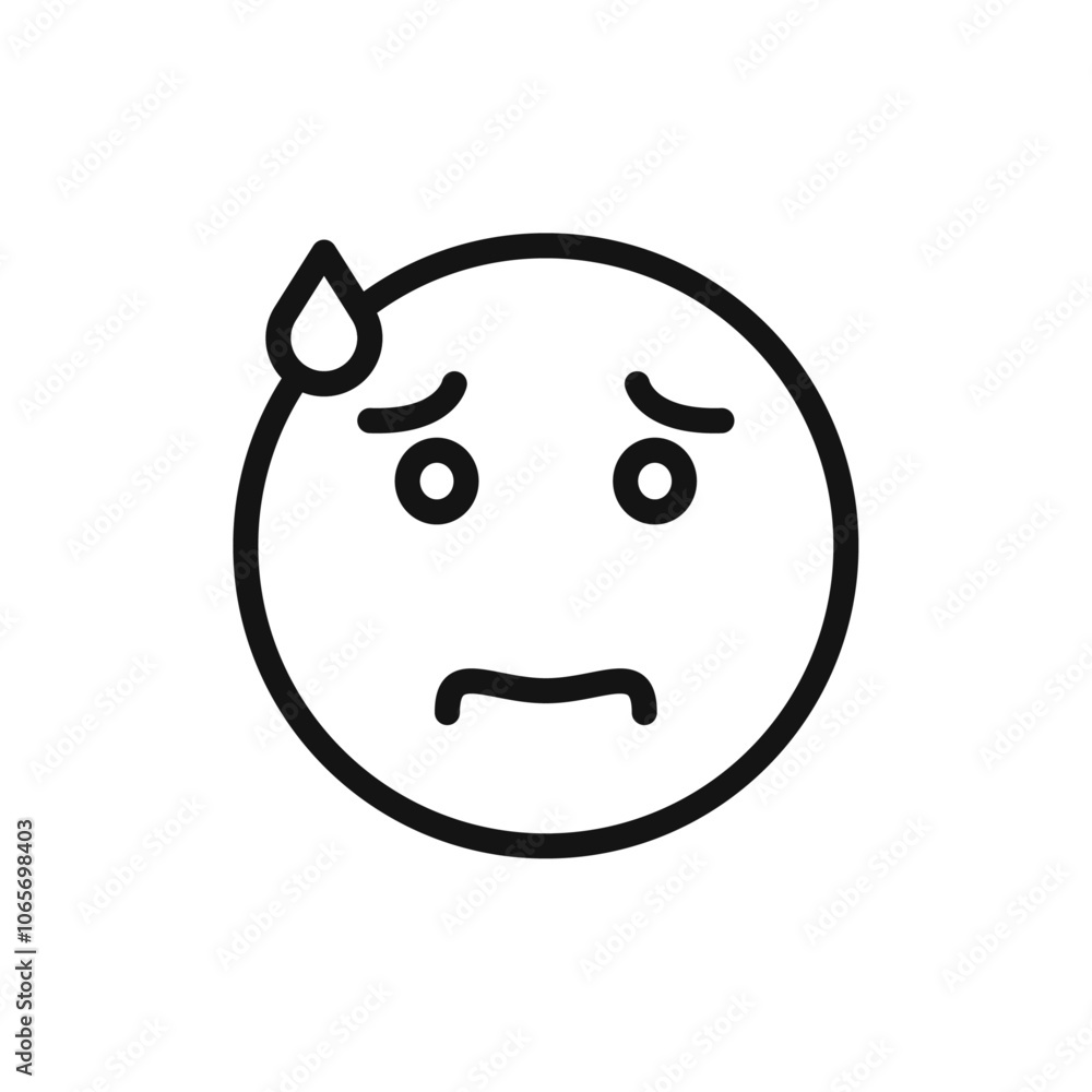 Sad icon Thin line flat illustration Sad icon Thin line flat illustration