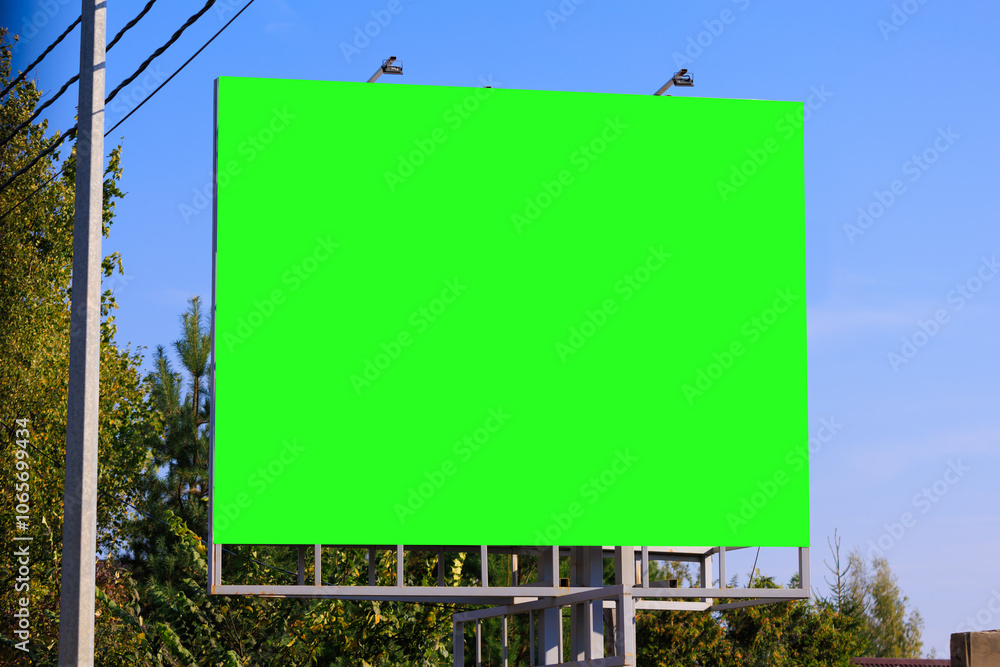 Background for design, green rear billboards on city streets and along roads Background for design, green rear billboards on city streets and along roads