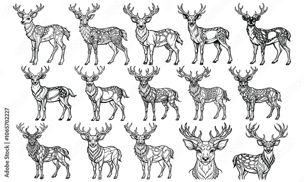 Fototapeta premium Deer Coloring Page for Kids: Adorable Line Art of a Baby Deer, Perfect for Toddler Activities and Early Learning Fun on a White Background.