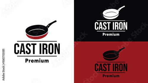 Skillet Cast Iron for cook cooking  food dish cuisine classic restaurant kitchen logo design	