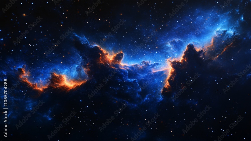 Obraz premium Cosmic Dreamscape: A Dark Celestial Canvas, a mesmerizing image of celestial wonder, showcasing a swirling nebula, a star-filled expanse, and a sense of cosmic mystery, representing beauty, vastness, 