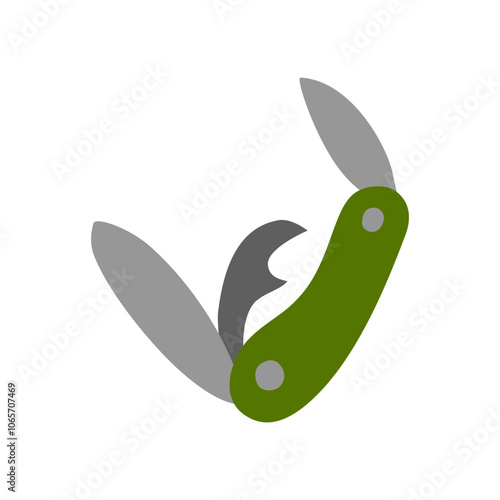 Abstract open penknife hand drawn illustration.