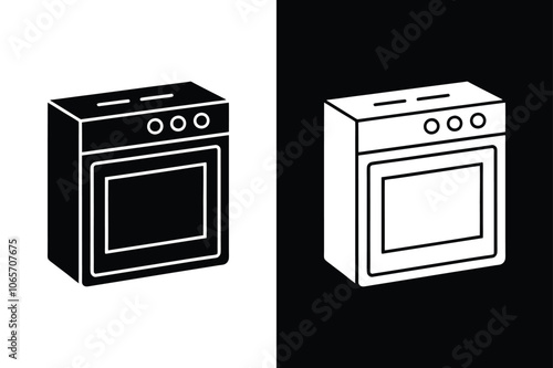 Electric oven vector kitchen icon on White Background Vector Art Illustration on white background.