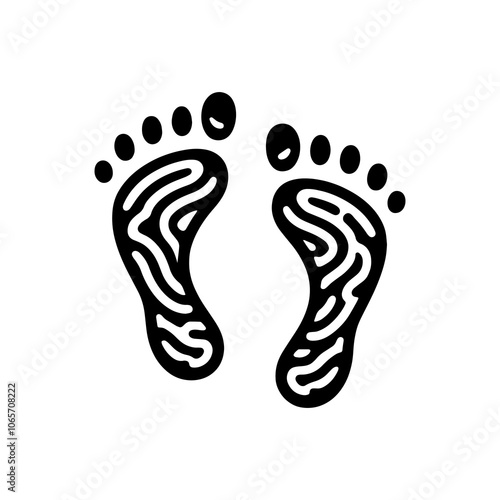 foot print hiking concept tribal art style engraved logo design vector photo