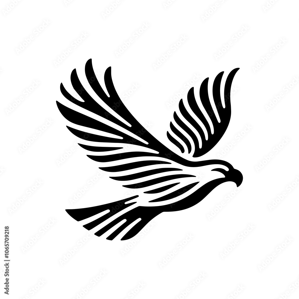 Fototapeta premium fly eagle range tribal art style engraved logo design vector