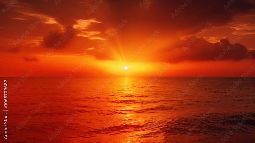 Fototapeta premium Tranquil Sunset Over Calm Ocean Waters