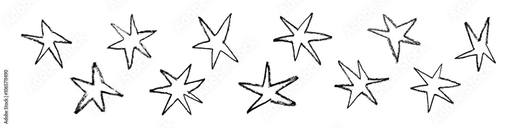 Hand drawn star with crayon and pastel textures. Cute figure design for stickers. Flat vector illustration isolated on white background. Hand drawn star with crayon and pastel textures. Cute figure design for stickers. Flat vector illustration isolated on white background.