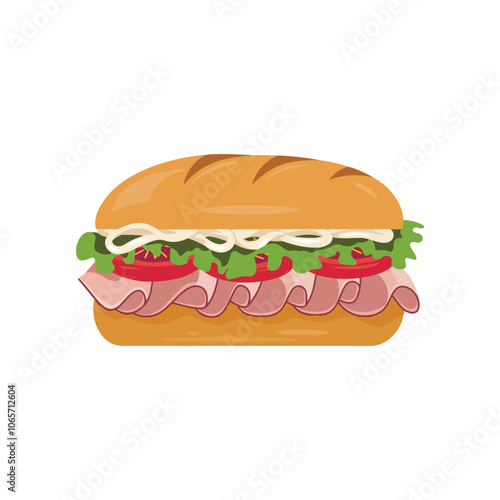 Sandwich vector art, Vegetable sandwich vector, long sandwich vector, logo design icon