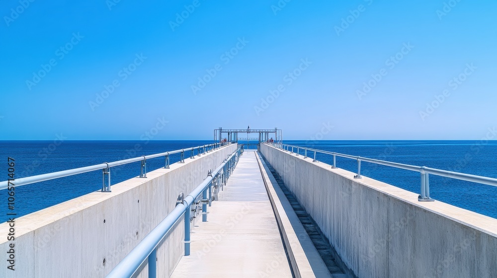 Naklejka premium Harnessing Energy from Water at a Coastal Pier