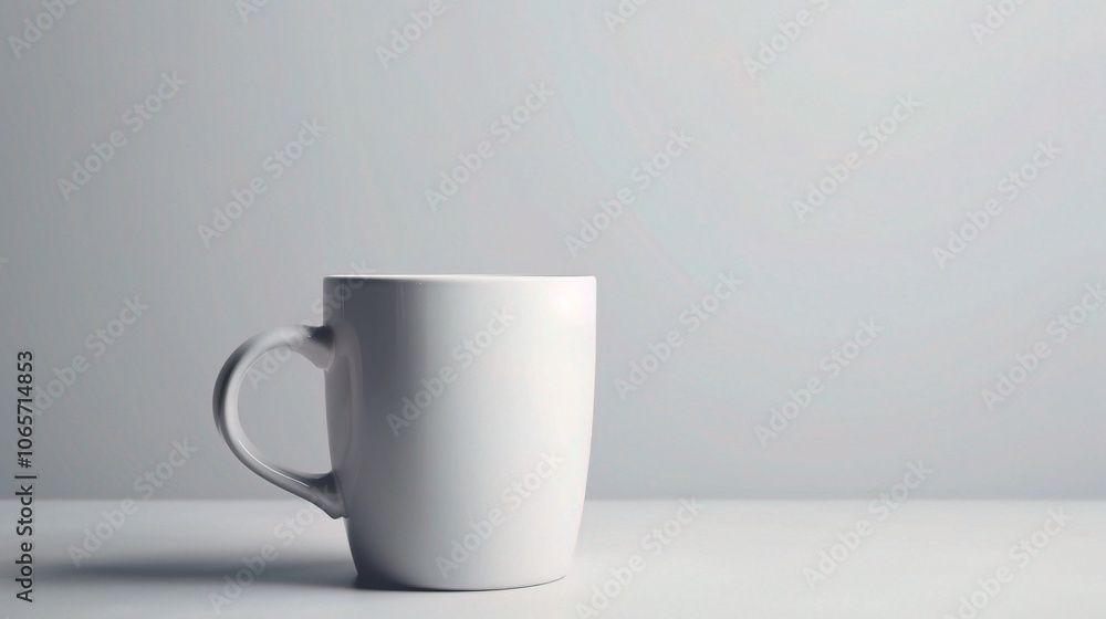Obraz premium Minimalist White Mug on a Light Background
