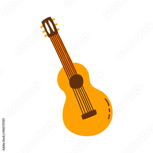 Acoustic guitar icon. minimalist vector illustration on white background.