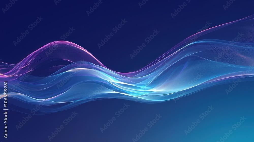 Fototapeta premium Abstract flowing waves of vivid colors creating a dynamic and serene atmosphere in a digital art piece.