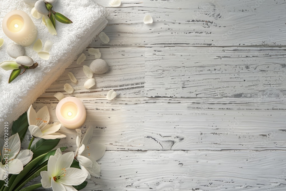 spa composition on white wooden background spa composition on white wooden background