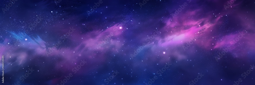 Fototapeta premium This cosmic scene showcases a tapestry of mesmerizing blue and purple hues, highlighting the mysteries and beauty of the night sky and the vastness of the universe, inviting contemplation and wonder
