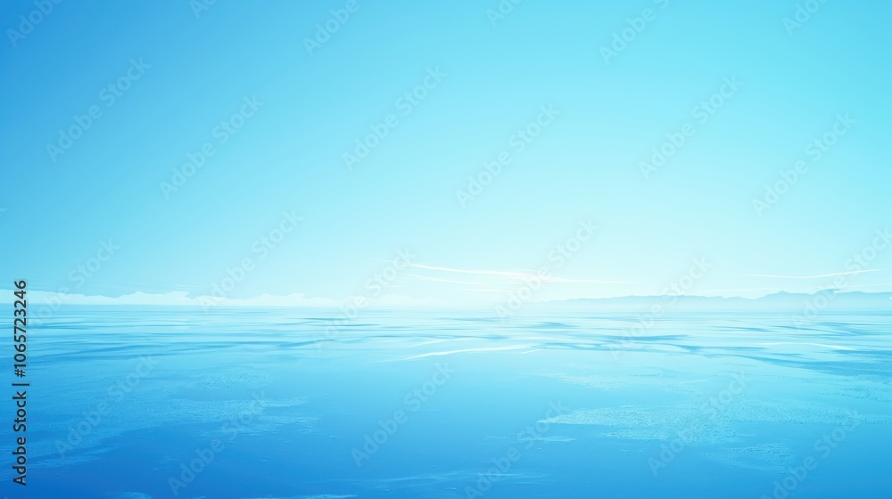 Obraz premium A serene view of a calm ocean under a clear blue sky, creating a tranquil and peaceful atmosphere.