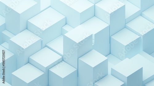 Abstract arrangement of geometric blue blocks creating a sense of depth and dimension.