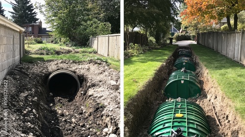 Wallpaper Mural Installation of Underground Septic Tank in a Residential Backyard Setting Torontodigital.ca