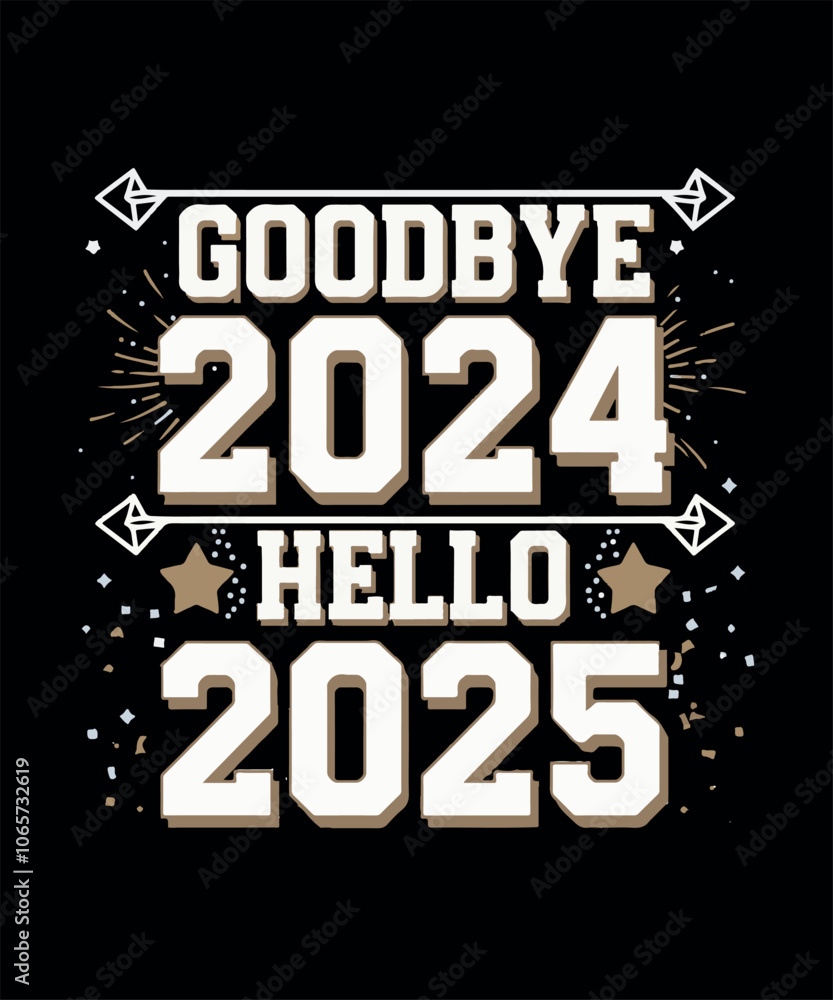 Naklejka premium Happy New Year 2025 T-shirt Design
