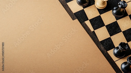 A chessboard on a plain brown background.