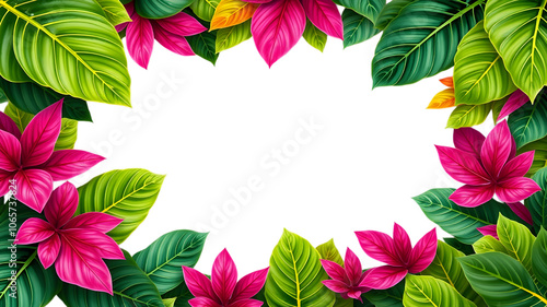 Tropical Monstera Leaf Frame Transparent Background