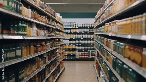 Wallpaper Mural Grocery Aisle with Bottled Beverages and Condiments Torontodigital.ca