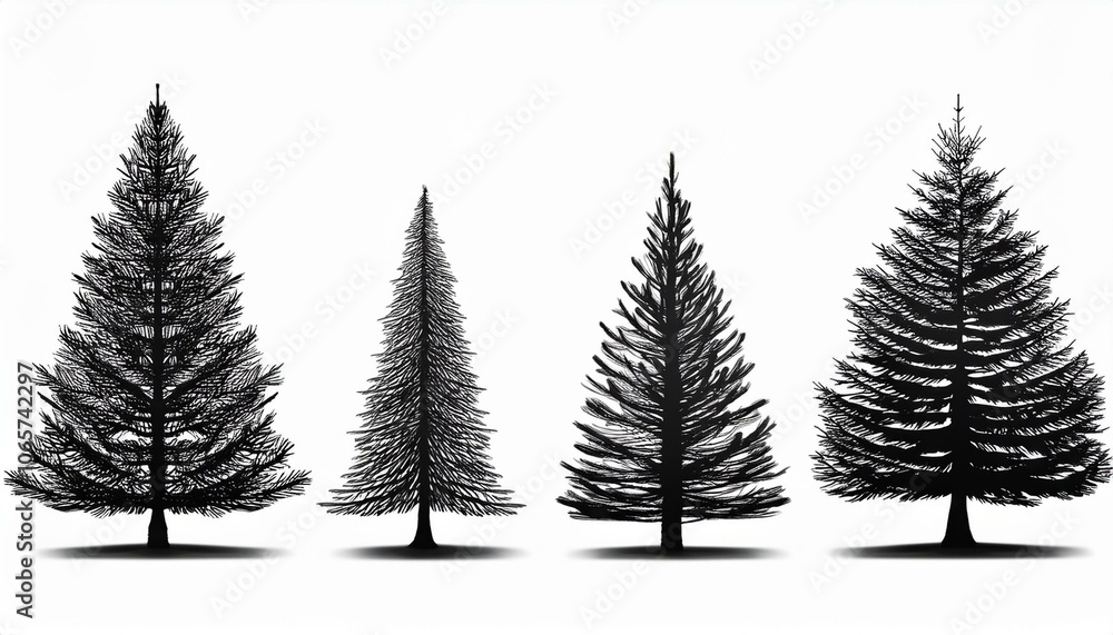 Fototapeta premium christmas tree set black silhouette design isolated vector