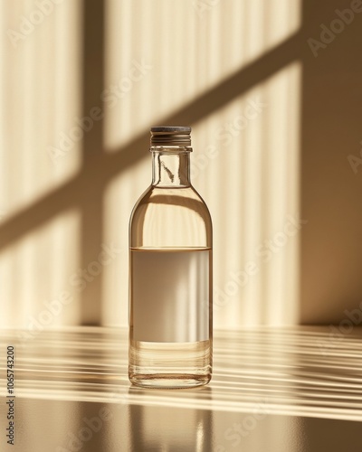 Wallpaper Mural Minimalist Glass Bottle in Warm Sunlit Shadows Torontodigital.ca