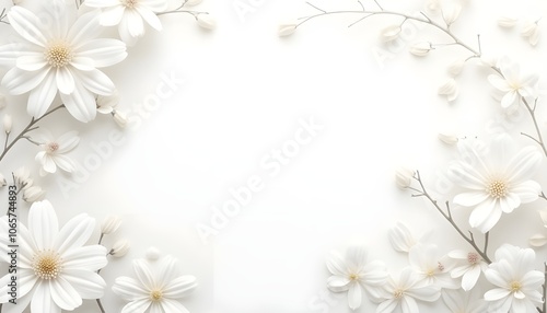 A realistic high-definition 3D rendering of a wallpaper featuring classic flowers in white with gold detailing. The design includes detailed floral patterns and elegant gold elements
