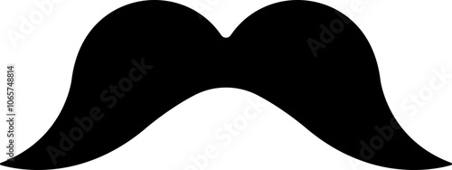 Mustache Black silhouette icon in flat. Symbol of Father day man mustaches Vector for apps or website Moustache for men face whisker tendril isolated on transparent background.