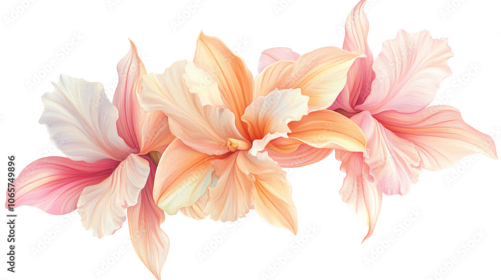 Fototapeta premium Hibiscus flowers, white isolate background