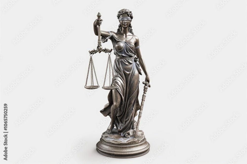 Obraz premium Multiple isolated Statue of Justice on white background.