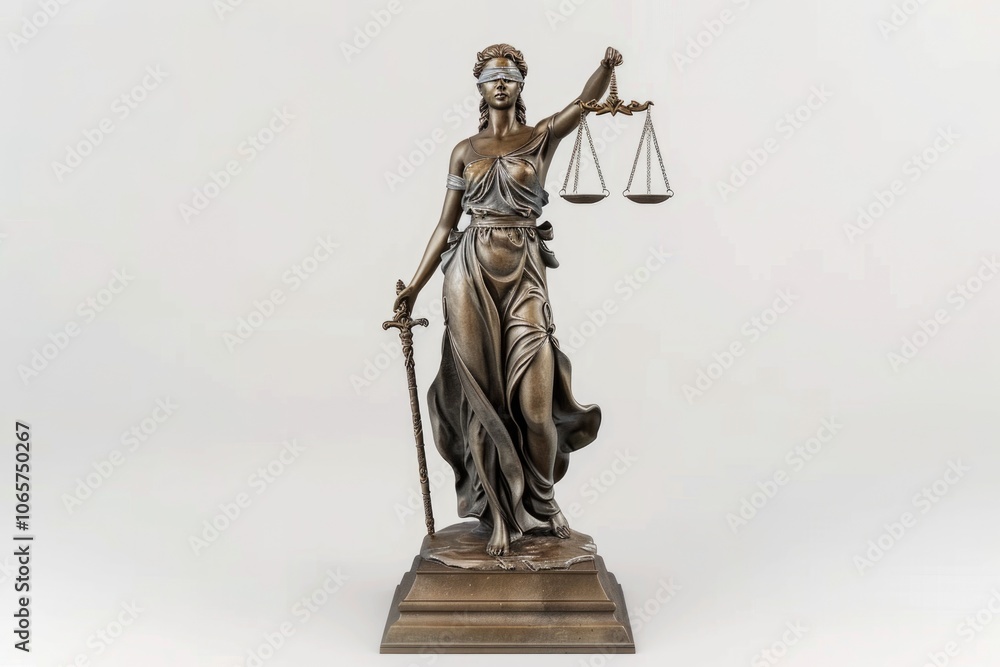 Obraz premium Multiple isolated Statue of Justice on white background.